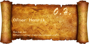 Ofner Henrik névjegykártya